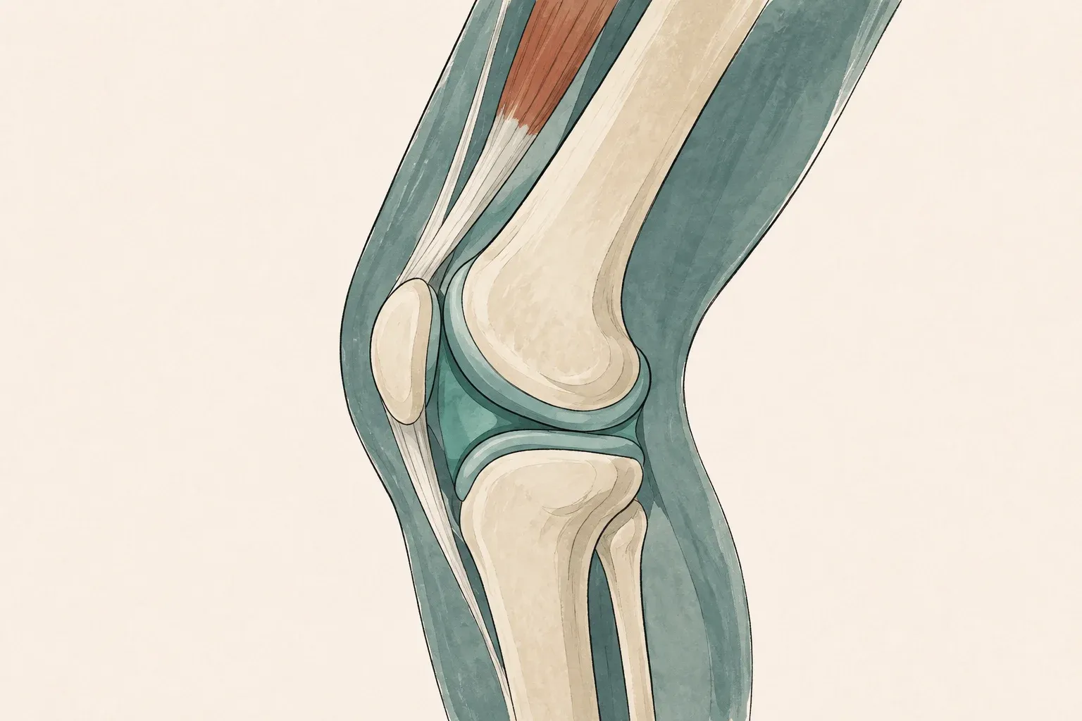 A simplified editorial illustration of the knee joint