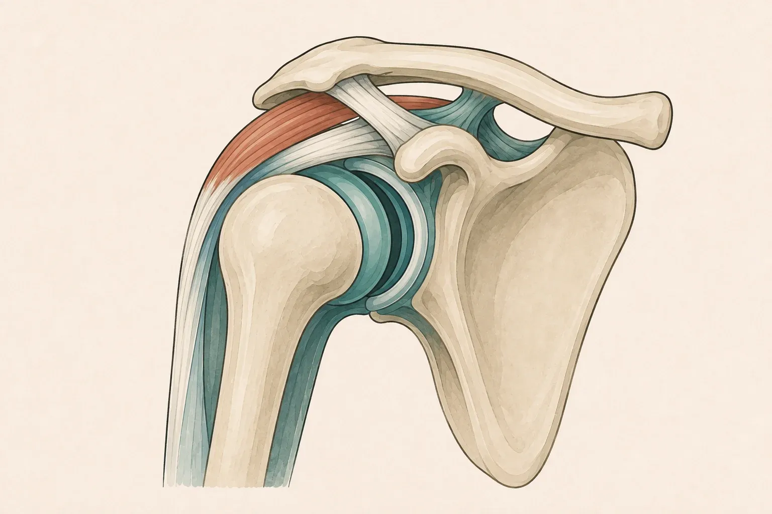 A simplified editorial illustration of the shoulder joint